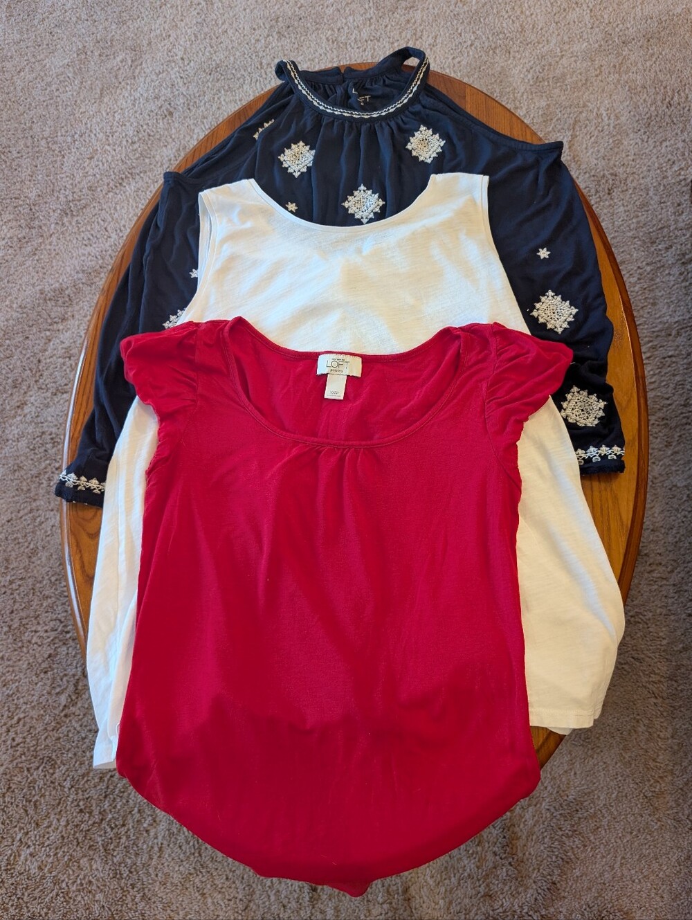 LOFT Short Sleeve Top Bundle Of 3 - Red, White And Blue - Size S